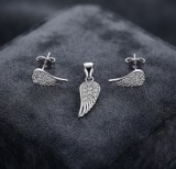 Cumpara ieftin Set Bijuterii din Argint 925 , zAngel Wings, - Pandantiv E i Cercei cu Zirconiu