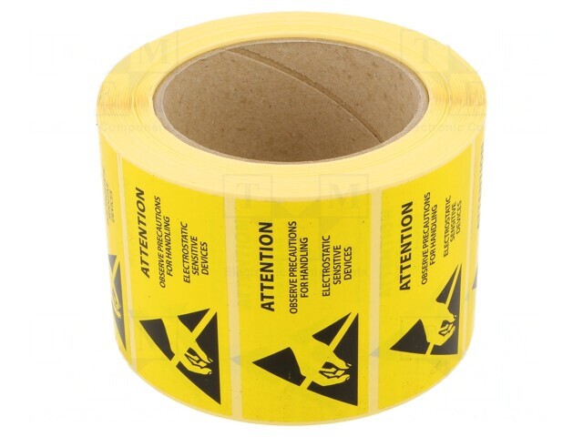 Etichetă Autoadezivă ESD Galben-Negru 76x38mm 1000buc/Rolă