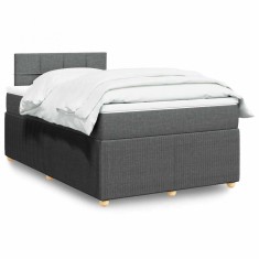 vidaXL Pat box spring cu saltea, gri &icirc;nchis, 120x190 cm, textil 3287396