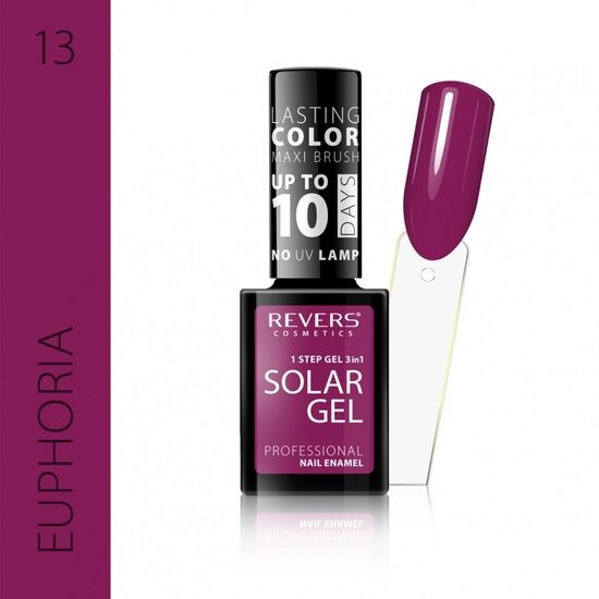 Lac de unghii Solar Gel, Revers, 12 ml, rosu inchis, nr 13, euphoria