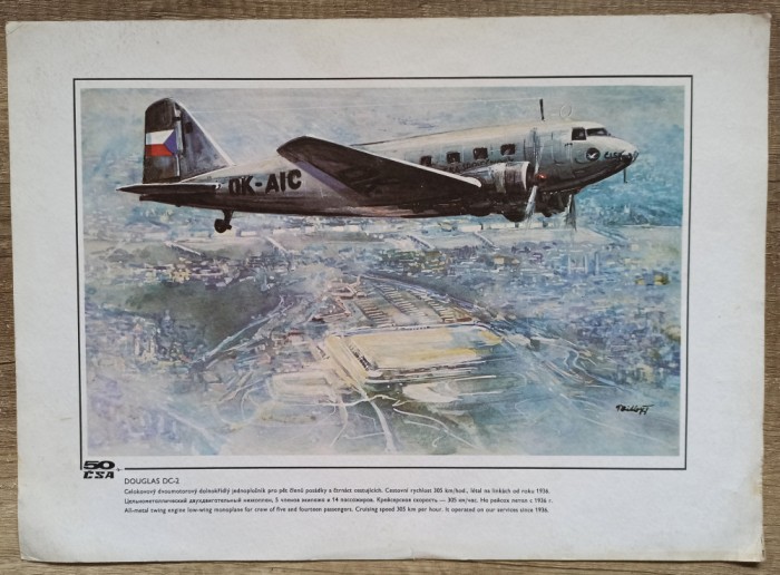 Avionul Douglas DC-2 din flota companiei aeriene Czech Airlines