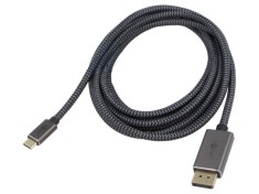 Cablu Goobay DisplayPort la USB-C textil 3m negru-argintiu 4K UHD