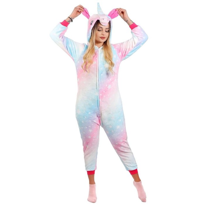 Pijama tip salopeta pentru dama, model unicorn, marime M Household NewTrend