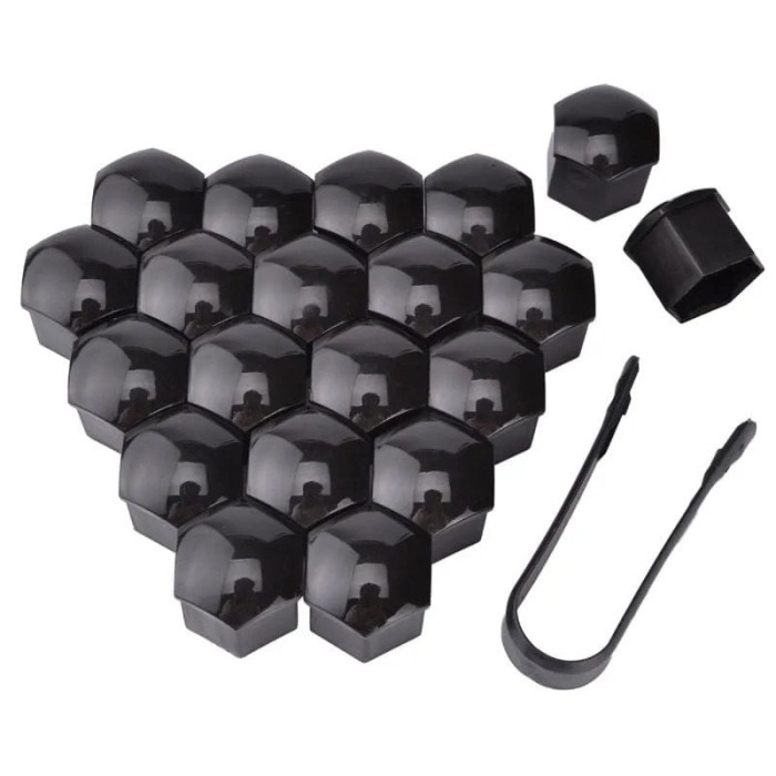 Capace prezoane, pe 17 mm, inclus cheie de scos capacele, set 20 buc negre