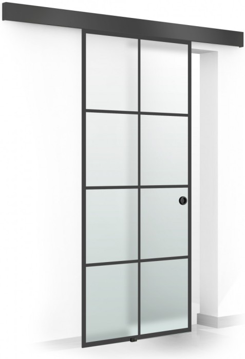 Usa glisanta Boss &reg; Black, model Rezidence negru, 80x215 cm, sticla 8 mm mata securizata, culisanta in ambele directii