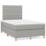 vidaXL Pat box spring cu saltea, gri deschis, 120x190 cm, textil 3269937