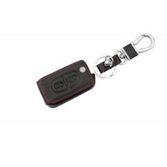 Husa cheie Topautochei&reg; pentru Peugeot, material din piele, culoare negru