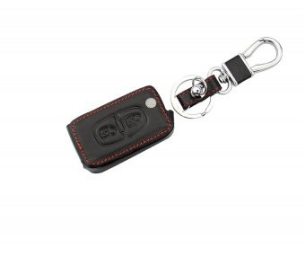 Husa cheie Topautochei&amp;reg; pentru Peugeot, material din piele, culoare negru foto
