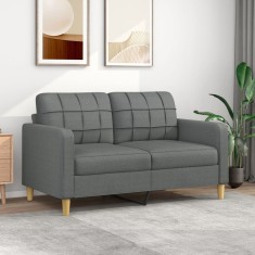 vidaXL Canapea cu 2 locuri, gri &icirc;nchis, 140 cm, material textil