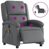 Cumpara ieftin Fotoliu de masaj electric rabatabil, gri, piele ecologica