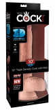 King Cock Plus - Dildo realist cu testicule și ventuză 25 CM, culoare piele deschisă