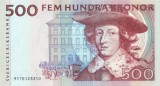 SUEDIA █ bancnota █ 500 Kronor █ 1989 █ P-59a █ UNC necirculata