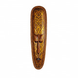 Masca Maori Hina Sculptata Manual, Lemn Exotic, Pictata, Decor Tribal Vanatoare, Cadou Colectie Exotica, Obiect Decorativ Perete