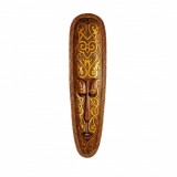 Masca sculptata din lemn Maori pictata manual Hina