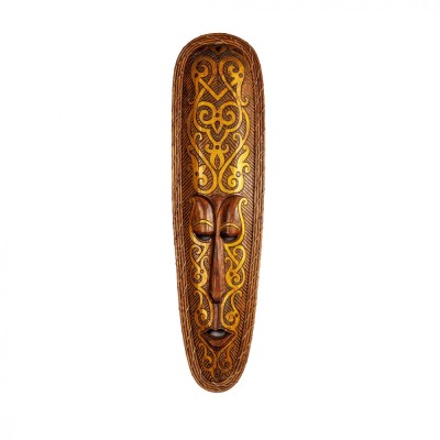 Masca sculptata din lemn Maori pictata manual Hina foto
