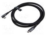 Cablu USB 2.0 nichelat 2m negru VENTION cu &icirc;mpletitură textilă