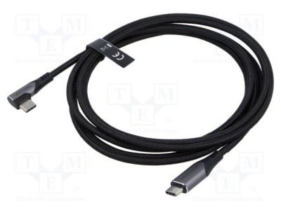 Cablu USB 2.0 nichelat 2m negru VENTION cu &amp;icirc;mpletitură textilă foto