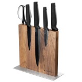 Suport magnetic cu doua fete Navaris pentru cutite, lemn de nuc, 25x23x10 cm, 50416.025.03