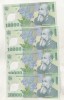 Bancnota Romania 10000 Lei 2000 Isarescu UNC - Coala 4 Buc Consecutive