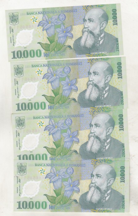 bnk bn Romania 10000 lei 2000 Isarescu unc - x4 consecutive