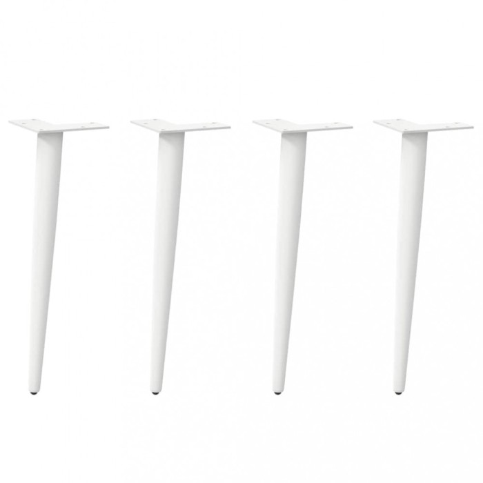 vidaXL Picioare pentru măsuță de cafea, formă conică, 4 buc., alb, 30-31 cm, oțel