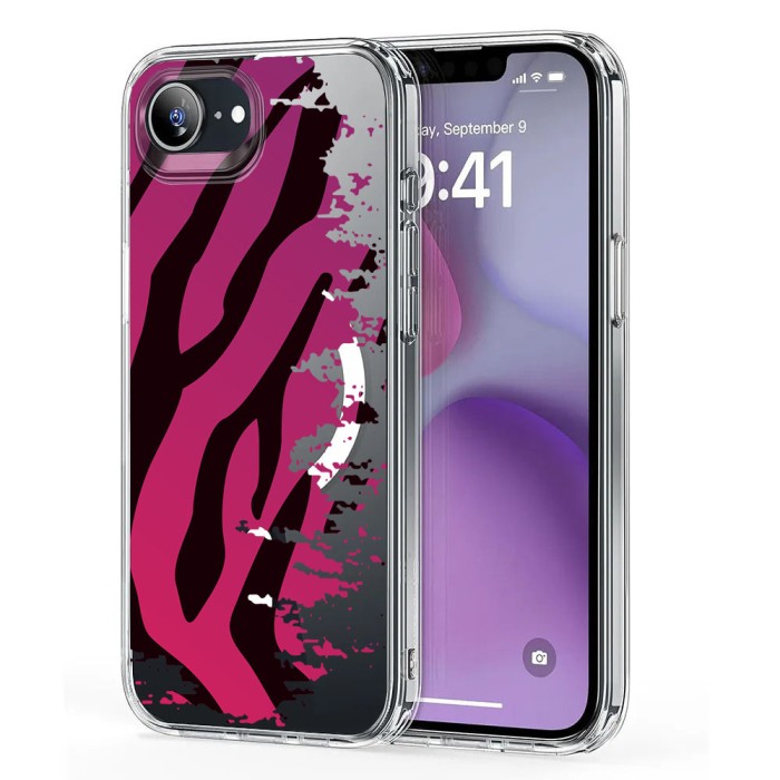 Husa pentru iphone 16e, atasare magnetica, magsafe, pattern skin 25, clear
