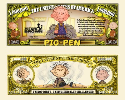 SUA = FANT NOTE (TJ6) = DESENE ANIMATE : PIG-PEN DIN SERIA CHARLIE BROWN - UNC foto
