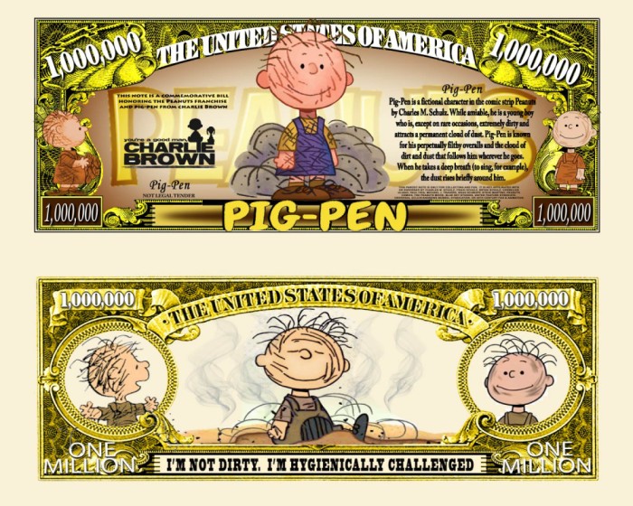 SUA = FANT NOTE (TJ6) = DESENE ANIMATE : PIG-PEN DIN SERIA CHARLIE BROWN - UNC