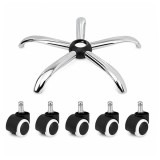 Cumpara ieftin Set bază si roti pentru scaun directorial DEPOX&reg;, metal/pvc, 60 cm, argintiu/negru