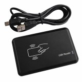Cumpara ieftin Cititor carduri RFID negru 125 kHz, iesire 10H, conexiune USB, reader pentru cartele si taguri de proximitate