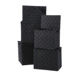 Cumpara ieftin Set 5 cutii depozitare cu capac negru 28 x 18 x 25,5, 30 x 20 x 26,5, 32 x 22 x 27,5, 34 x 24 x 28,5, 36 x 26,5 x 30 cm