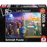 Puzzle 1000 piese, Lars Stewart - Night and Day: New York, Schimdt