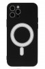Husa iPhone 12 Pro Max din silicon cu MagSafe, silk touch, interior din catifea cu decupaje pentru camere, Negru