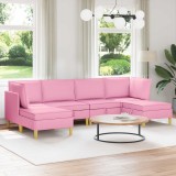vidaXL Set de mobilier pentru living cu pernă 6 pcs Roz Țesătură 3413727