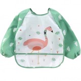 Baveta impermeabila cu maneci lungi si buzunar colector, 6-36 luni, model flamingo,NippleBaby