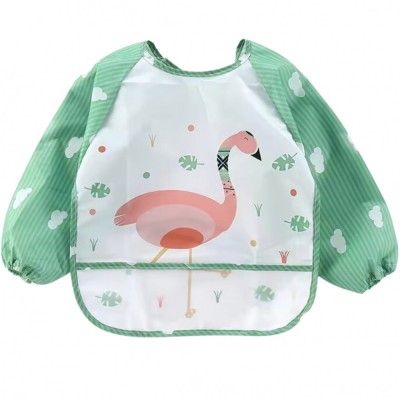 Baveta impermeabila cu maneci lungi si buzunar colector, 6-36 luni, model flamingo,NippleBaby foto