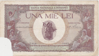 ROMANIA 1000 LEI 1938 SUPRATIPAR uzata foto