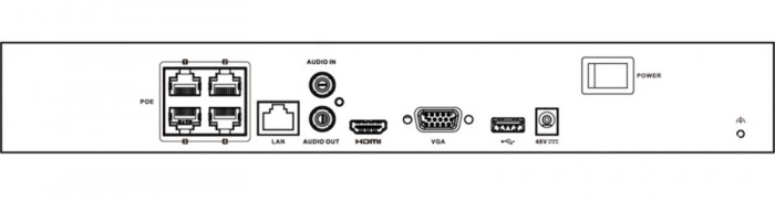 NVR 4 canale Hikvision HiLook NVR-104MH-C/4P(D), 8MP 4K, 40 Mbps, 4x PoE, 1x SATA max 8TB, HDMI, VGA SafetyGuard Surveillance