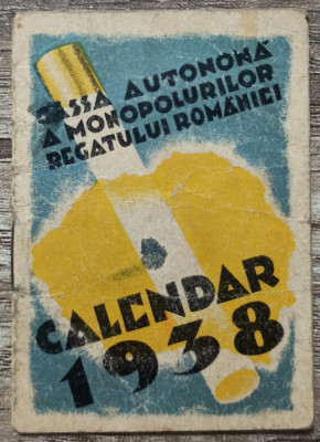 Calendar liliput 1938, Cassa Autonoma a Monopolurilor Regatului Romaniei foto