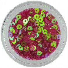 Decoraţiune pentru unghii - paiete roz închis, în formă de disc