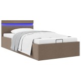 Cumpara ieftin Cadru pat hidraulic cu ladă, LED, gri taupe, 100x200 cm, textil