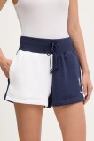 Nike pantaloni scurți New York Yankees culoarea bleumarin, cu imprimeu, high waist, 034B-012N-NK-3XJ