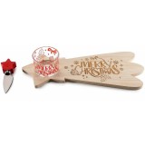 Platou servire aperitive lemn natur Craciun II cm 32,5 x 14 H