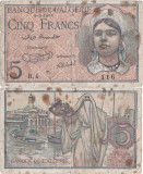 1944 ( 8 II ) , 5 francs ( P-94a ) - Algeria