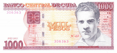 Bancnota Cuba 1.000 Pesos 2023 - P132 UNC foto