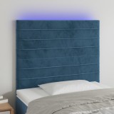Cumpara ieftin Tăblie de pat cu LED, albastru &icirc;nchis, 80x5x118/128cm, catifea