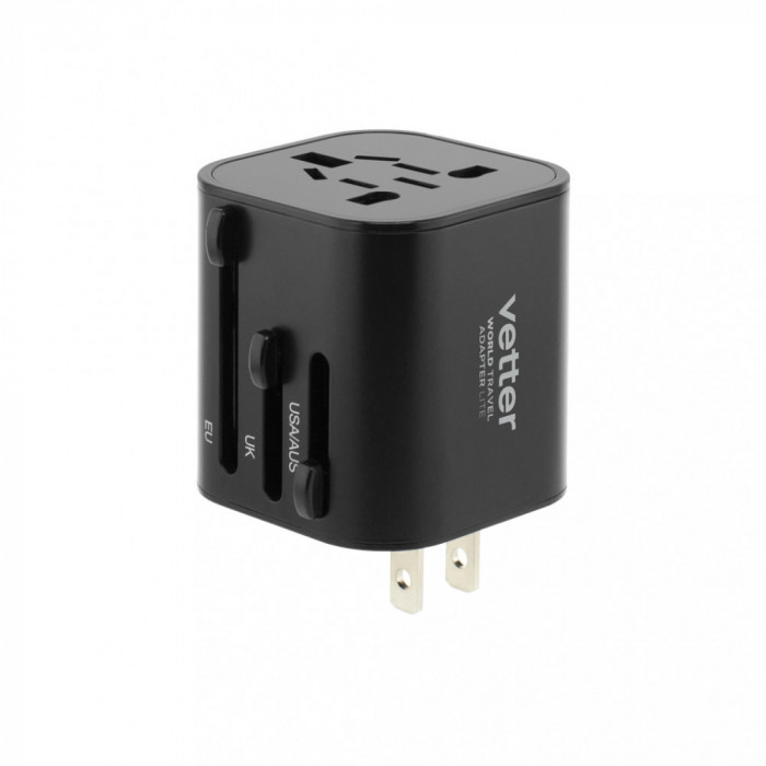 Adaptor priza Vetter Universal, World Travel Adapter Lite, Negru