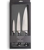 Cumpara ieftin Set de 3 cutite pentru bucatarie, Orient, Origin Series, premium, Otel Inoxidabil german X50 Ultra+, Negru, resigilat