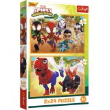 PUZZLE TREFL 2X24 SPIDEY AND HIS AMAZING FRIENDS DINO-WEBS SPIDEY SI DINOZAURII SuperHeroes ToysZone