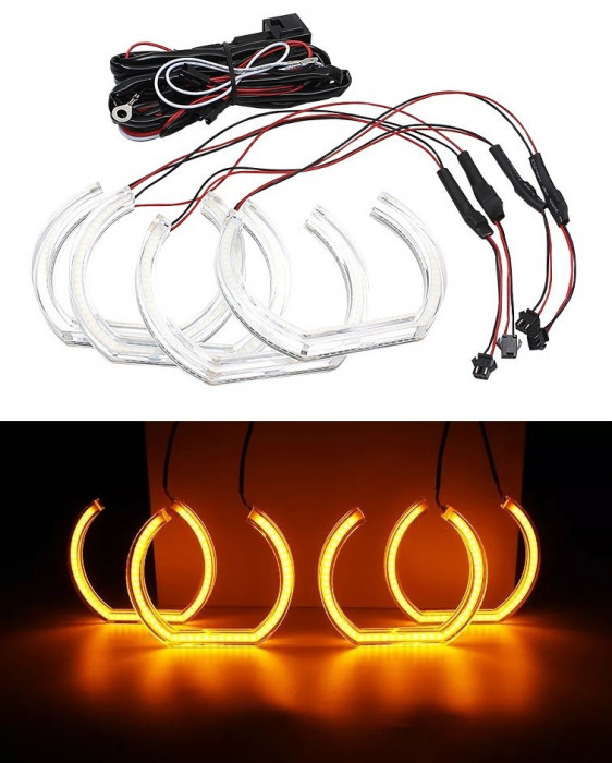 Kit Angel Eyes Galben LED DTM pentru BMW Seria 3 F30, Seria 4 F36